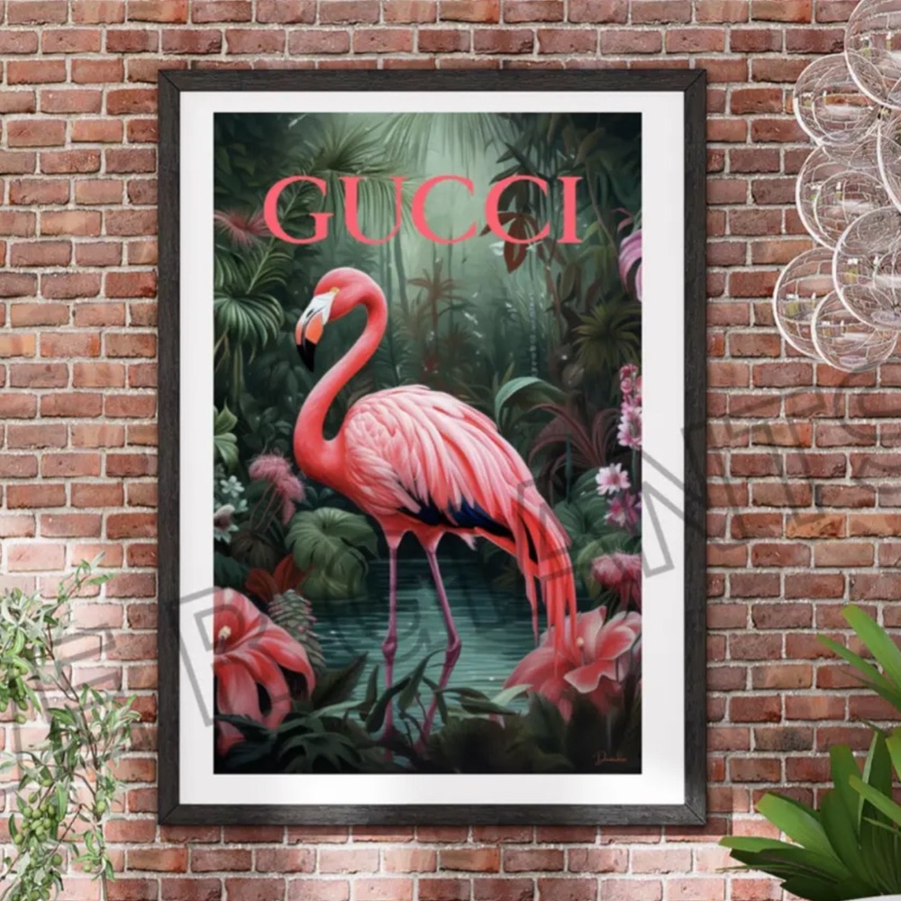 Gucci Flamingo Wall Art 11x17 Print Wall Decor Gucci Art